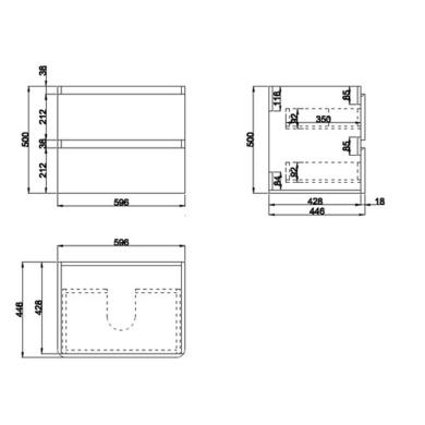 ONLY OPENED - 600mm White Wall Hung Vanity Unit with Basin - Pendle