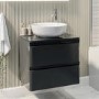 600mm Dark Grey Wall Hung Countertop Vanity Unit with Basin - Pendle