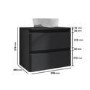 600mm Dark Grey Wall Hung Countertop Vanity Unit with Basin - Pendle