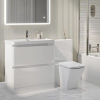 1300mm White Toilet and Sink Unit with Square Toilet - Pendle 1300mm White Toilet and Sink Unit with Square Toilet - Pendle