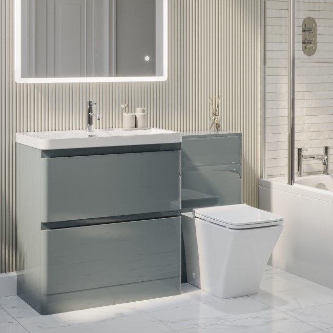 1300mm Light Grey Toilet and Sink Unit with Back to Wall Toilet - Pendle
