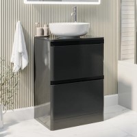 600mm Dark Grey Freestanding Countertop Vanity Unit with Basin - Pendle 600mm Dark Grey Freestanding Countertop Vanity Unit with Basin - Pendle