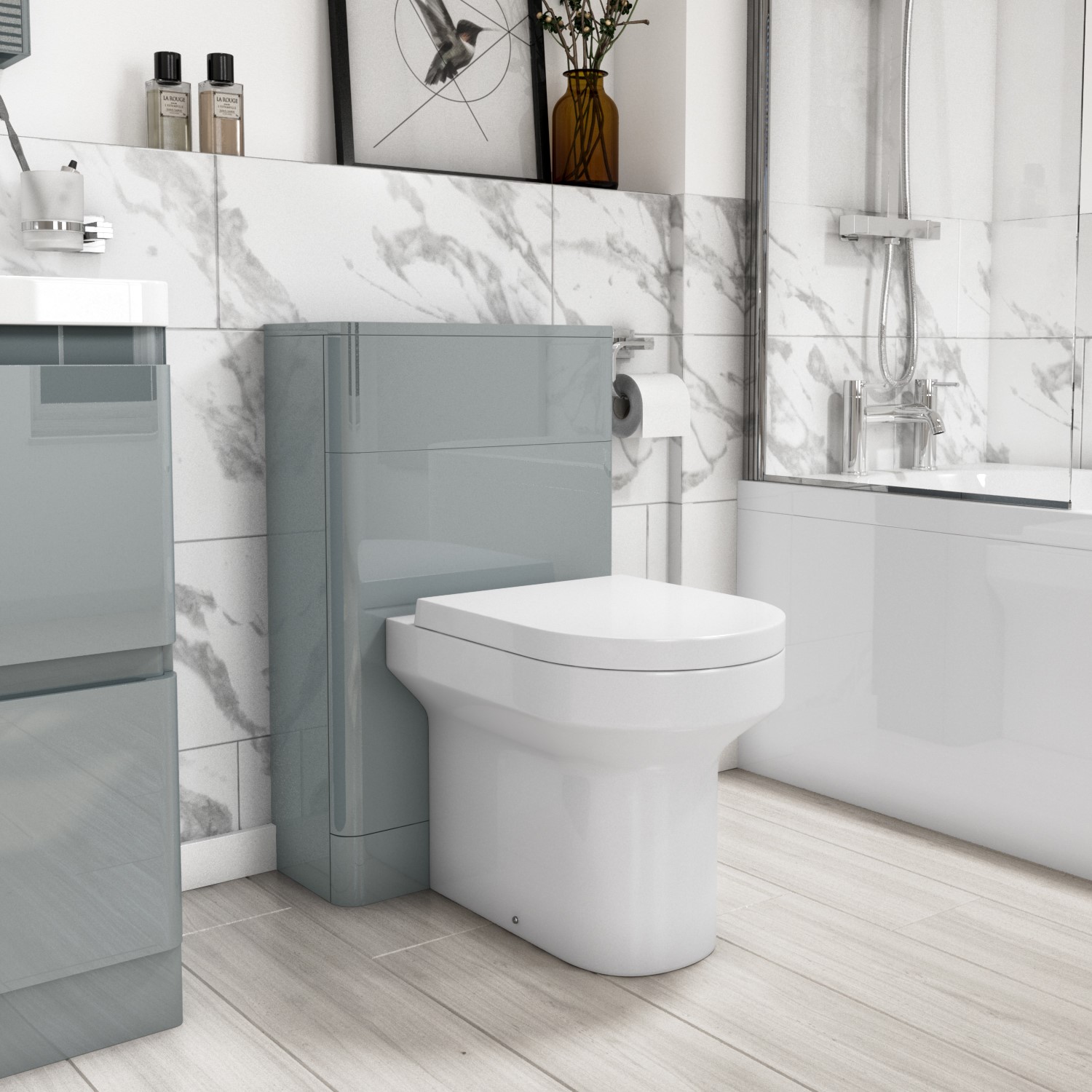 500mm Light Grey Back to Wall Unit with Round Toilet - Pendle