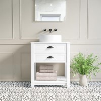 650mm White Tradiitional Freestanding Vanity Unit with Black Handles - Kentmere