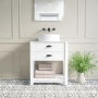 650mm White Tradiitional Freestanding Vanity Unit with Black Handles - Kentmere