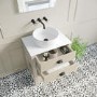 650mm Beige Traditional Freestanding Vanity Unit with Basin and Black Handles - Kentmere