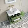 Grade A1 - 650mm Green Freestanding Countertop Vanity with White Worktop and Basin - Kentmere