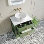 650mm Green Traditional Freestanding Vanity Unit with Basin and Brass Handles - Kentmere
