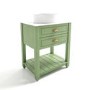 Grade A1 - 650mm Green Freestanding Countertop Vanity with White Worktop and Basin - Kentmere