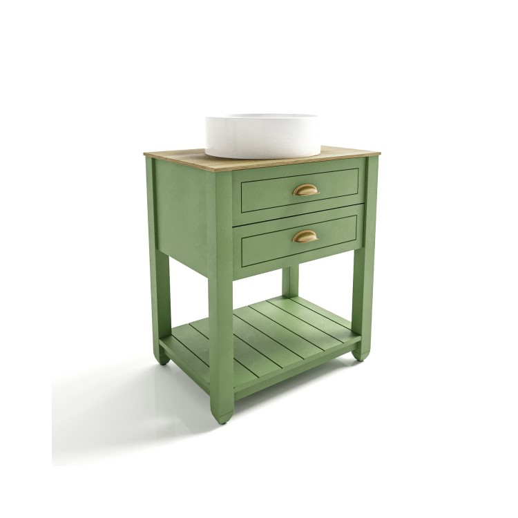 650mm Green Traditional Freestanding Vanity Unit with Basin and Brass Handles - Kentmere