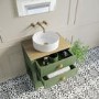 650mm Green Traditional Freestanding Vanity Unit with Basin and Brass Handles - Kentmere