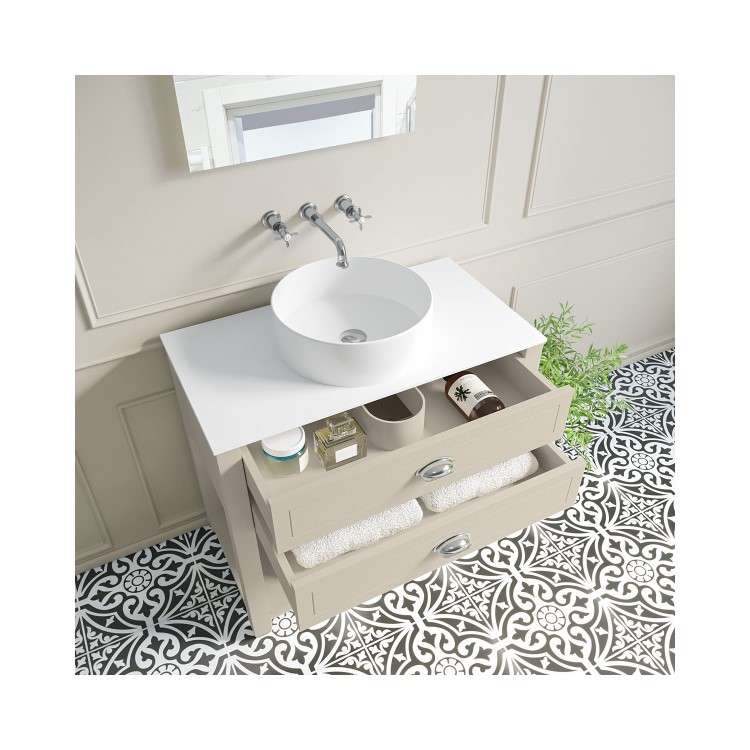 850mm Beige Tradional Freestanding Vanity Unit with Chrome Handles- Kentmere