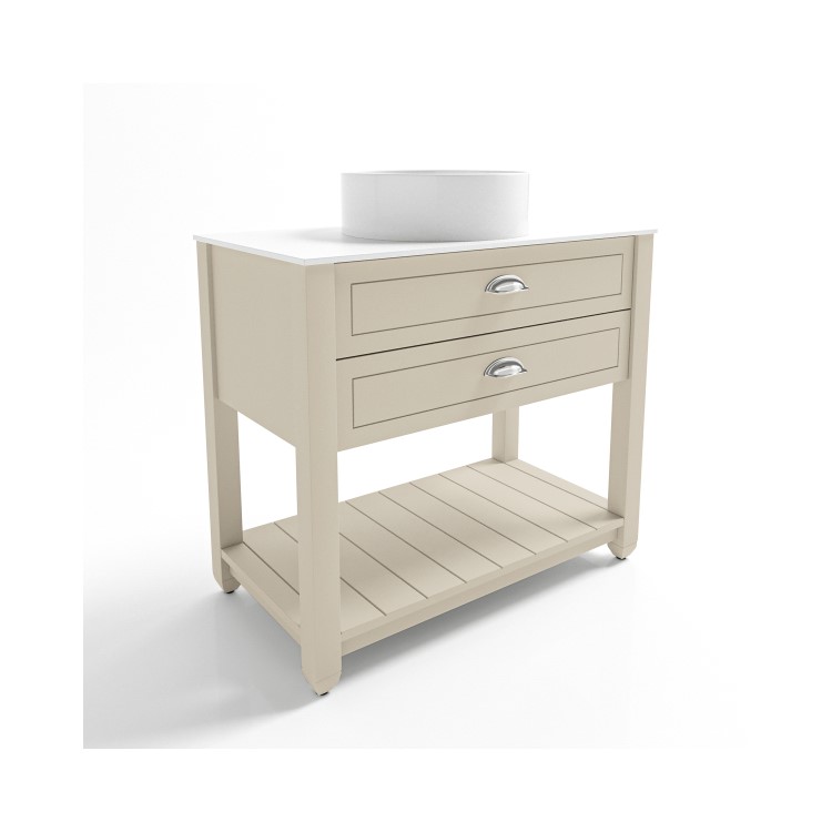850mm Beige Tradional Freestanding Vanity Unit with Chrome Handles- Kentmere