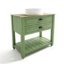 850mm Green Traditional Freestanding Vanity Unit with Wood Effect Top and Black Handles - Kentmere