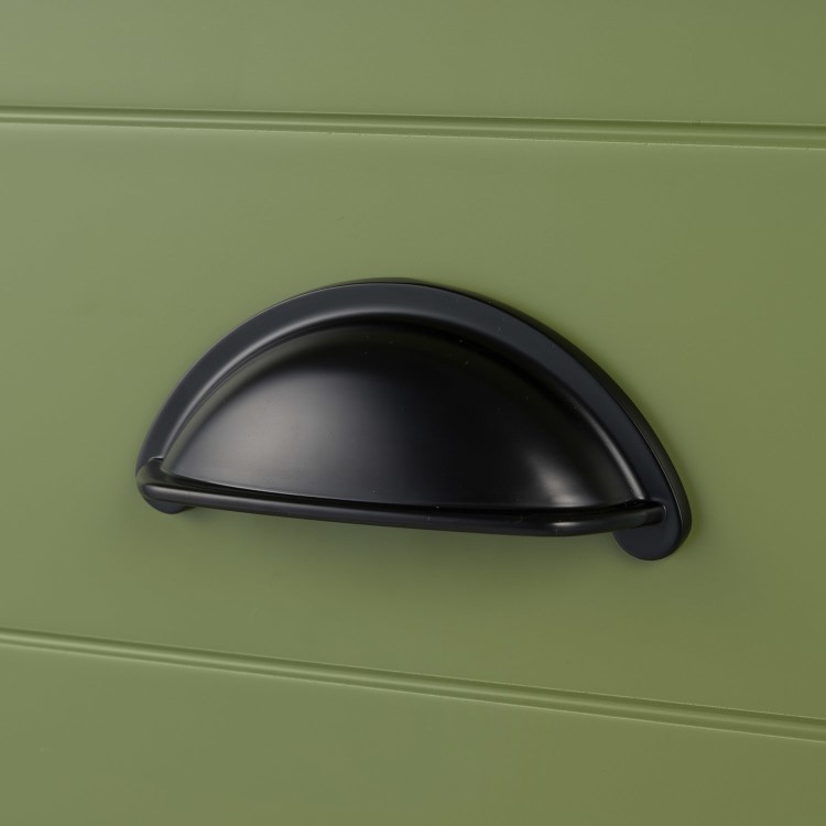 850mm Green Traditional Freestanding Vanity Unit with Wood Effect Top and Black Handles - Kentmere