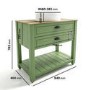850mm Green Traditional Freestanding Vanity Unit with Wood Effect Top and Black Handles - Kentmere