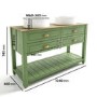 1250mm Green Traditional Freestanding Vanity Unit with Basins and Brass Handles - Kentmere