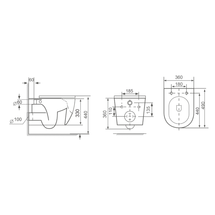 Wall Hung Rimless Toilet with Soft Close Seat, Black Pneumatic Flush Plate, 820mm Frame & Cistern – Roma