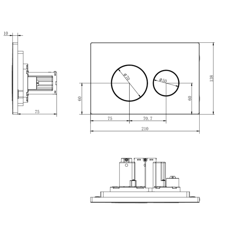 Wall Hung Rimless Toilet with Soft Close Seat, Matt Black Pneumatic Flush Plate, 1160mm Frame & Cistern – Roma