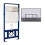 1168mm Wall Hung Toilet Frame & Chrome Pneumatic Flush Plate with Concealed Cistern - Elira