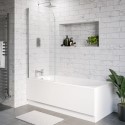 BUN/BeBa_27487/89928 Single Ended Shower Bath with Front Panel & Matt Black Bath Screen 1700 x 750mm - Cotswold