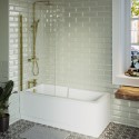 BUN/COTS1600/103521 Single Ended Shower Bath with Front Panel & Brass Bath Screen 1600 x 750mm - Cotswold