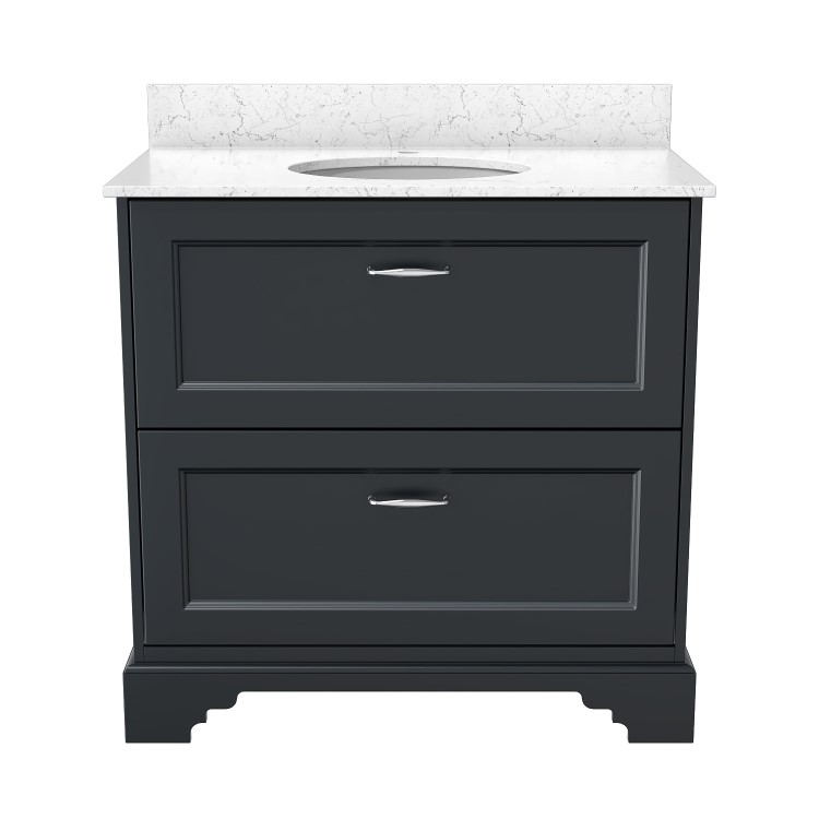 800mm Anthracite Freestanding Marble Top Vanity Unit with Basin - Ashbourne