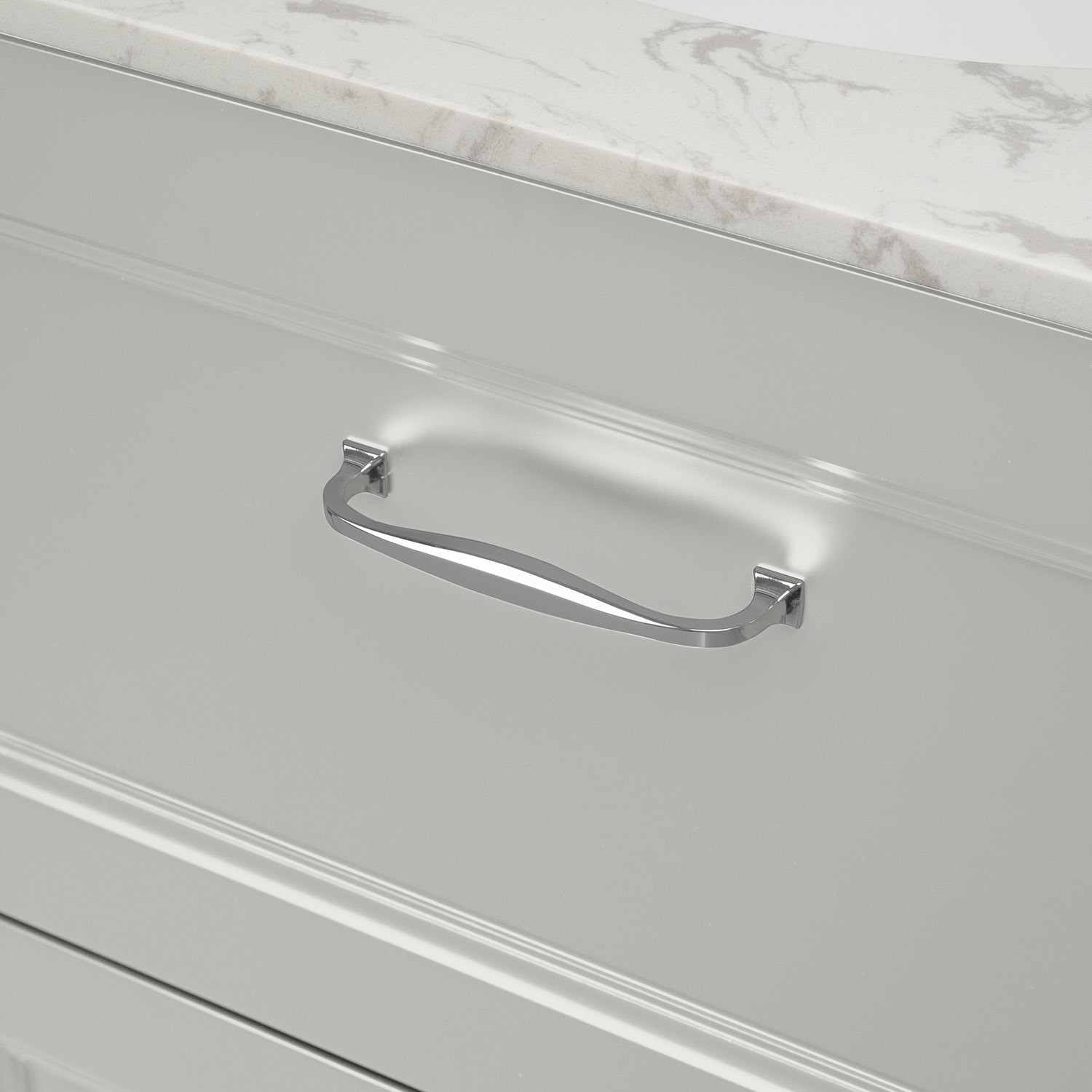 600mm White Freestanding Marble Top Vanity Unit Ashbourne