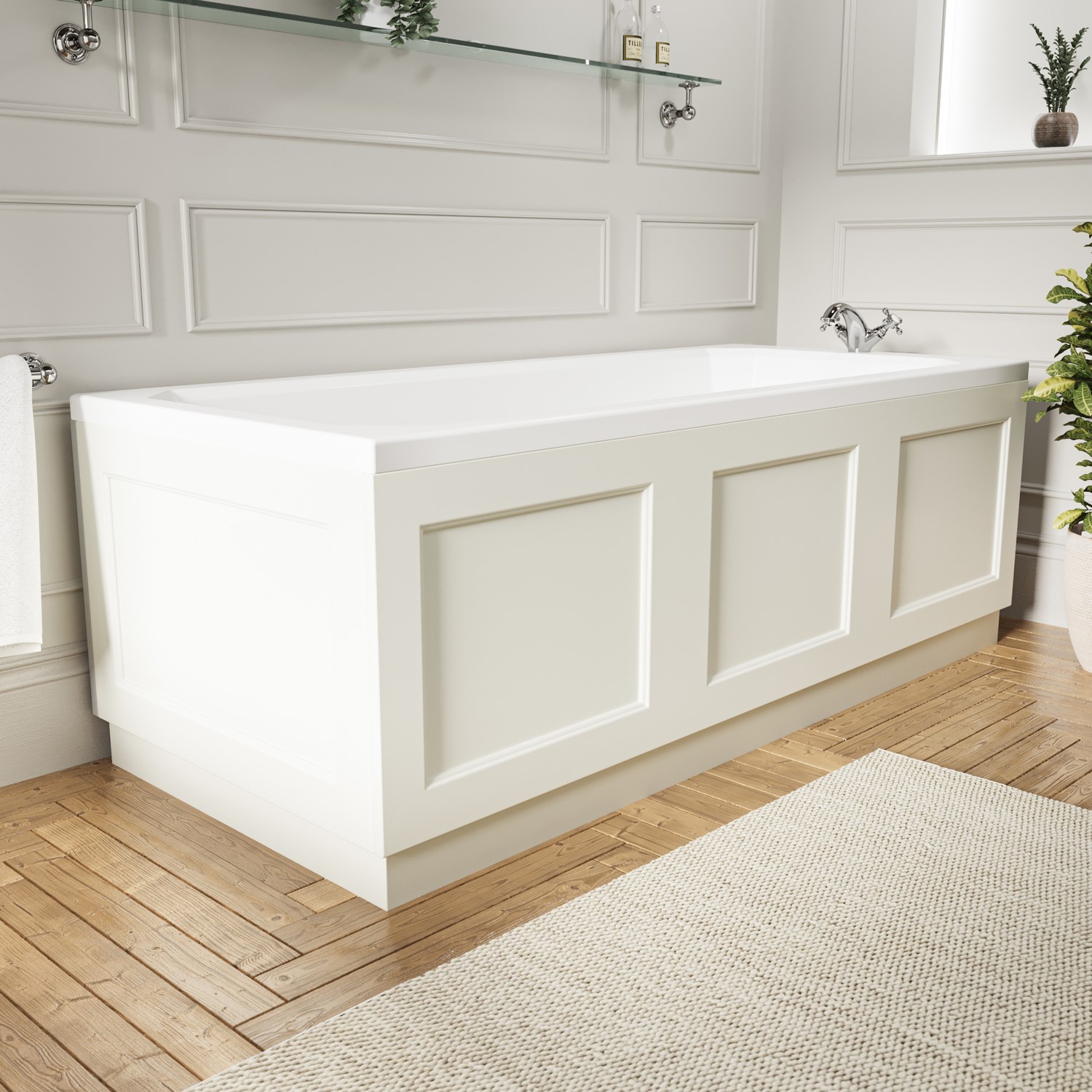 1700mm x 700mm White Wooden Bath Panel Pack - Ashbourne | Appliances Direct