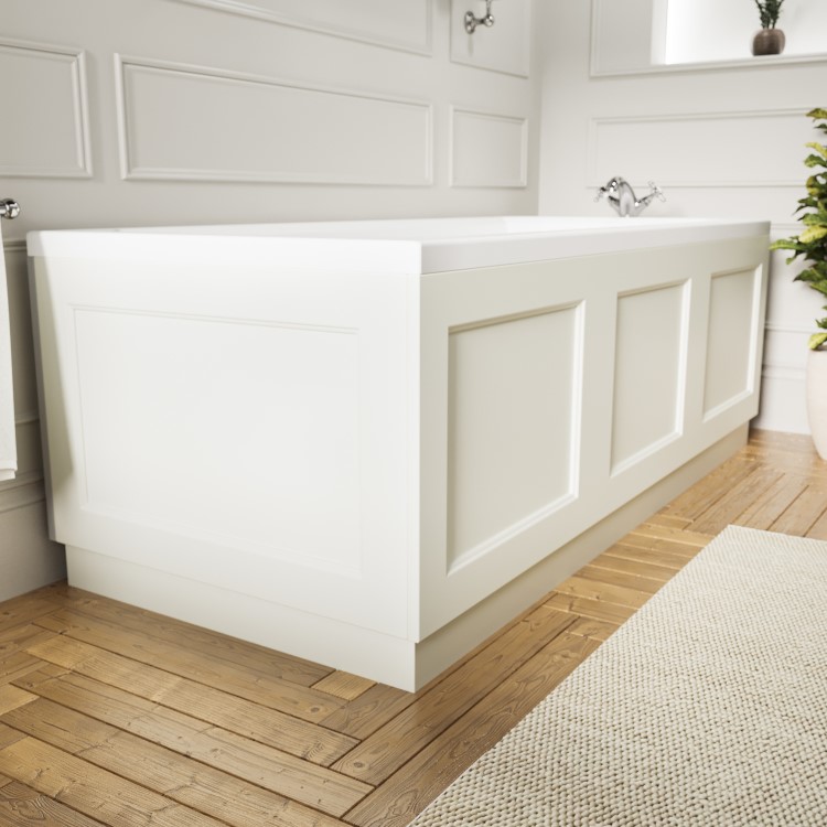 1700mm x 700mm White Wooden Bath Panel Pack - Ashbourne