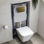 Wall Hung Rimless Toilet  - Includes Cistern Wall Hung Frame Soft Close Seat and Brushed Brass Flush Plate - Boston