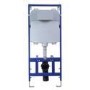 Wall Hung Rimless Toilet  - Includes Cistern Wall Hung Frame Soft Close Seat and Brushed Brass Flush Plate - Boston