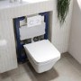Wall Hung Toilet with Soft Close Seat White Glass Sensor Pneumatic Flush Plate 820mm Frame & Cistern - Boston