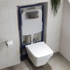 Wall Hung Toilet with Soft Close Seat Chrome Pneumatic Flush Plate 1160mm Frame &amp; Cistern - Boston