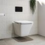 Wall Hung Rimless Toilet with Soft Close Seat and Matt Black Pneumatic Flush Plate, 1168mm Frame & Cistern – Boston