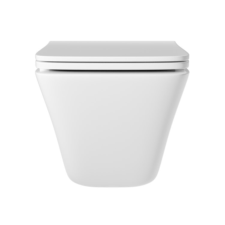 Wall Hung Rimless Toilet with Soft Close Seat and Brushed Brass Pneumatic Flush Plate, 1168mm Frame & Cistern – Boston