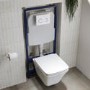 Wall Hung Toilet with Soft Close Seat White Glass Sensor Pneumatic Flush Plate 1160mm Frame & Cistern - Boston