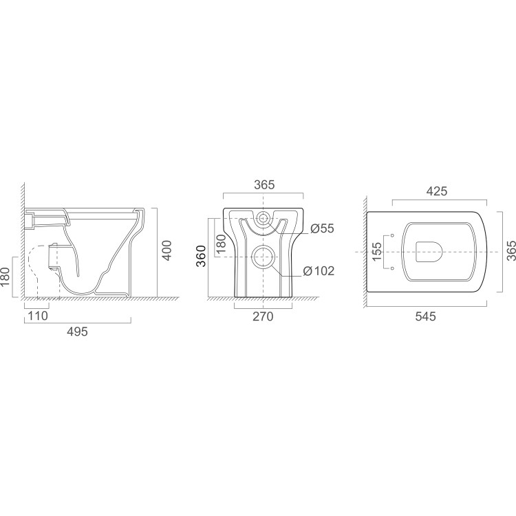 Back to Wall Rimless Toilet and Soft Close Seat - Ashford