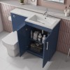 1100mm Blue Toilet and Sink Unit Right Hand with Square Toilet and Chrome Fittings - Ashford