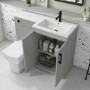 1100mm Grey Toilet and Sink Unit Right Hand with Square Toilet and Black Fittings - Ashford