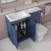 1100mm Blue Toilet and Sink Unit Left Hand with Square Toilet and Chrome Fittings - Ashford
