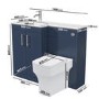 1100mm Blue Toilet and Sink Unit Left Hand with Square Toilet and Chrome Fittings - Ashford