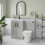 1100mm Grey Toilet and Sink Unit Left Hand with Square Toilet and Black Fittings - Ashford
