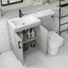 1100mm Grey Toilet and Sink Unit Left Hand with Square Toilet and Black Fittings - Ashford