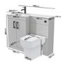 1100mm Grey Toilet and Sink Unit Left Hand with Square Toilet and Black Fittings - Ashford