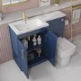 1100mm Blue Toilet and Sink Unit Left Hand with Square Toilet and Brass Fittings - Ashford