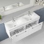 1200mm White Wall Hung Double Vanity Unit with Basins and Chrome Handles - Ashford 