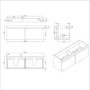 1200mm White Wall Hung Double Vanity Unit with Basin and Black Handles - Ashford 