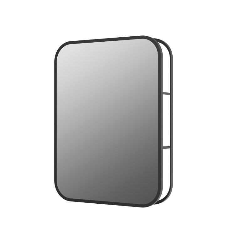Rectangular Black Mirror with Open Shelving 60 x 80cm- Lyra 