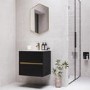 600mm Black Wall Hung Vanity Unit with Basin - Roxbi